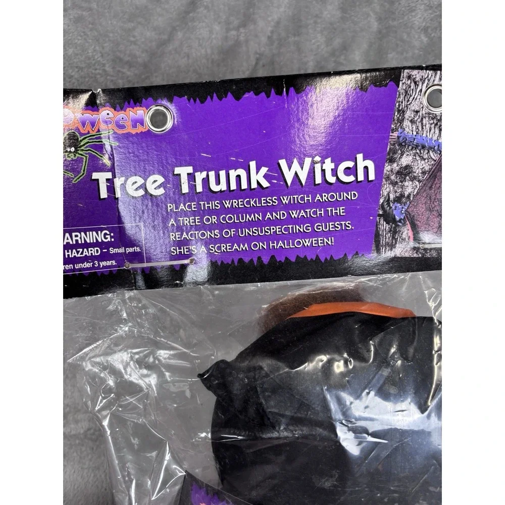 Vintage Halloween Flying Witch Tree Trunk Witch Large & Heavy /‎ NEW Old Stock